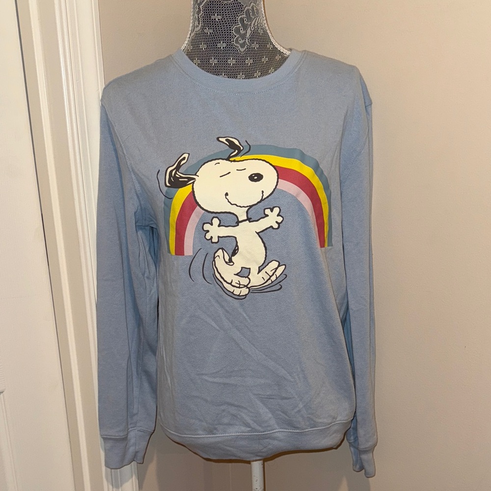 Blue Snoopy Sweatshirt with Rainbow size medium